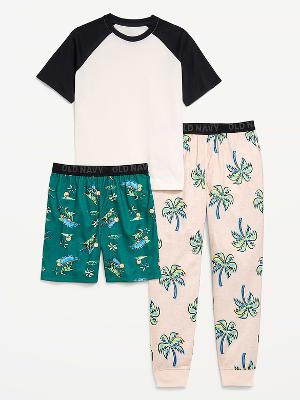 3-Piece Jersey-Knit Pajama Set for Boys
