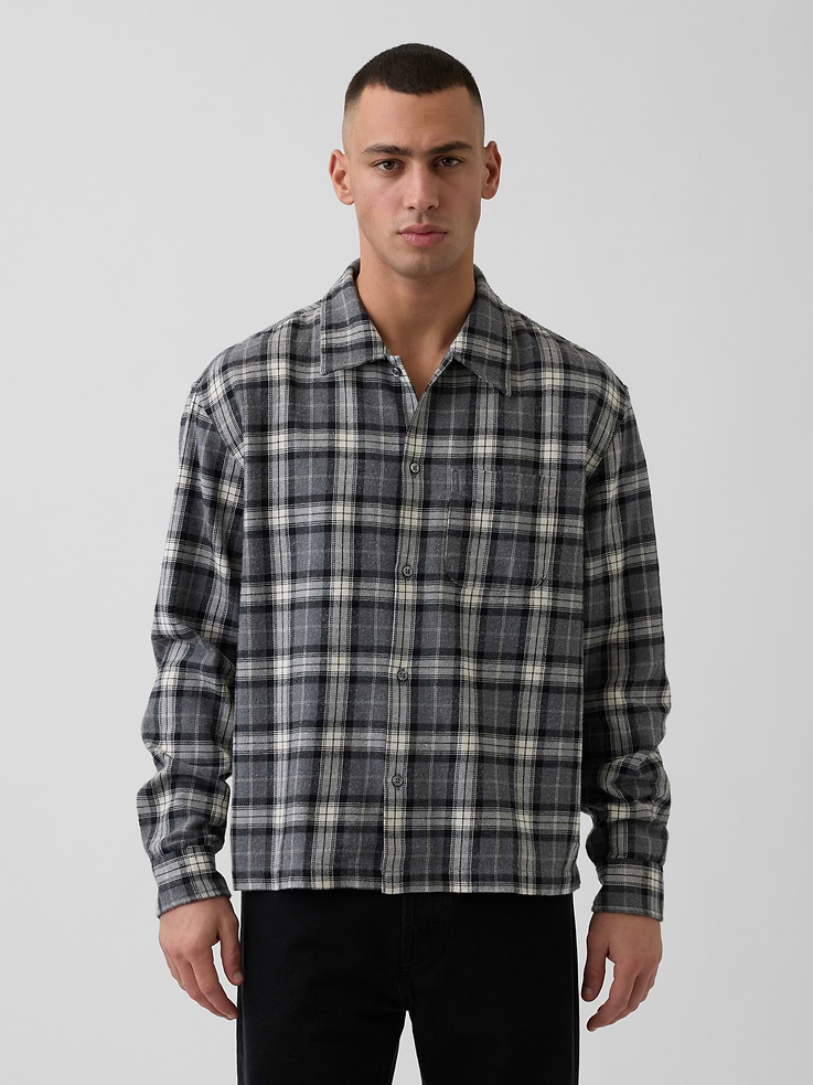 Image number 1 showing, Organic Cotton Relaxed Flannel Shirt