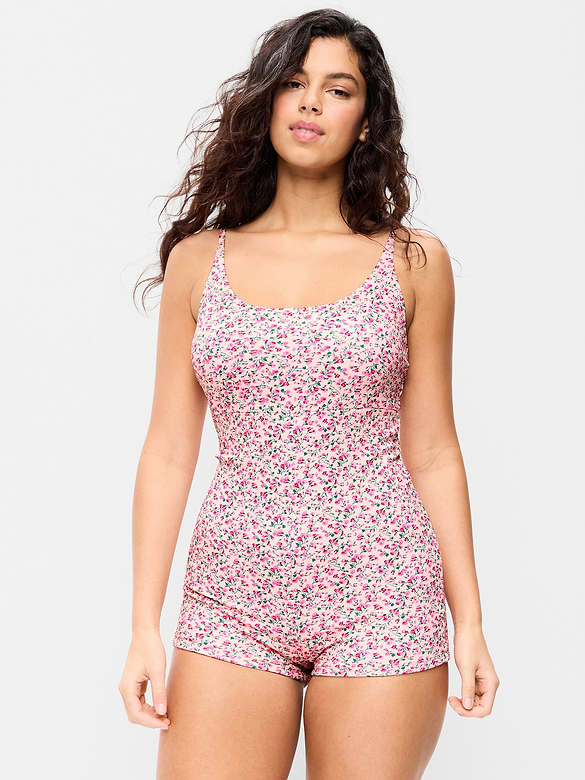 Textured Swim Romper -- 2.5-inch inseam