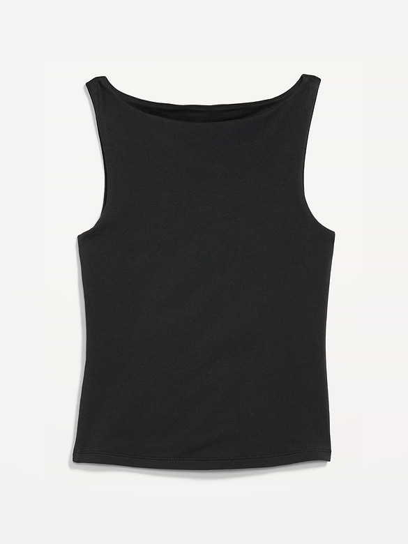 Hug Double-Layer Boat-Neck Top