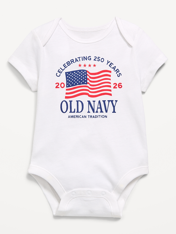 Short-Sleeve Unisex Flag Logo Graphic Bodysuit for Baby
