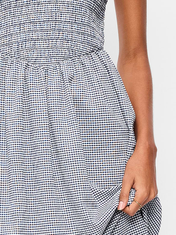 Fit & Flare Lightweight Smocked-Bodice Midi Dress