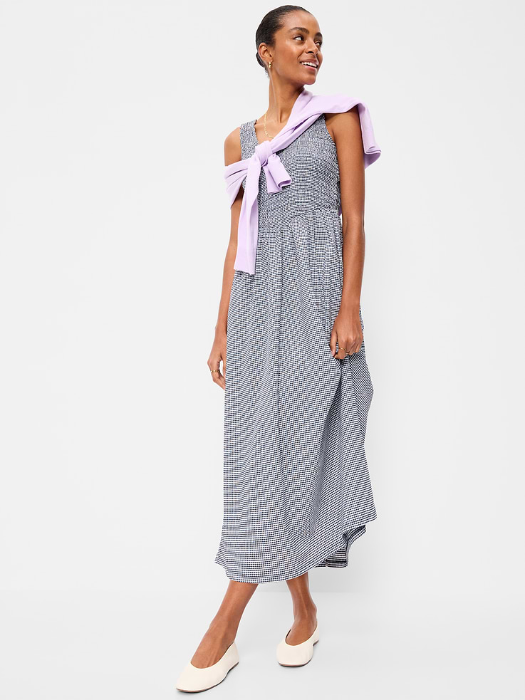Image number 3 showing, Fit & Flare Lightweight Smocked-Bodice Midi Dress