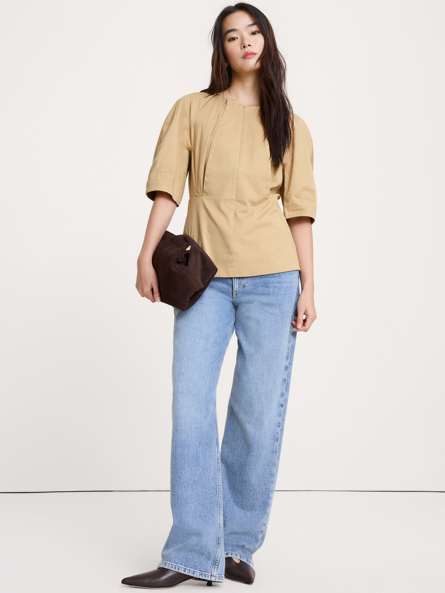 Image number 1 showing, Soft Cotton Zip-Neck Top