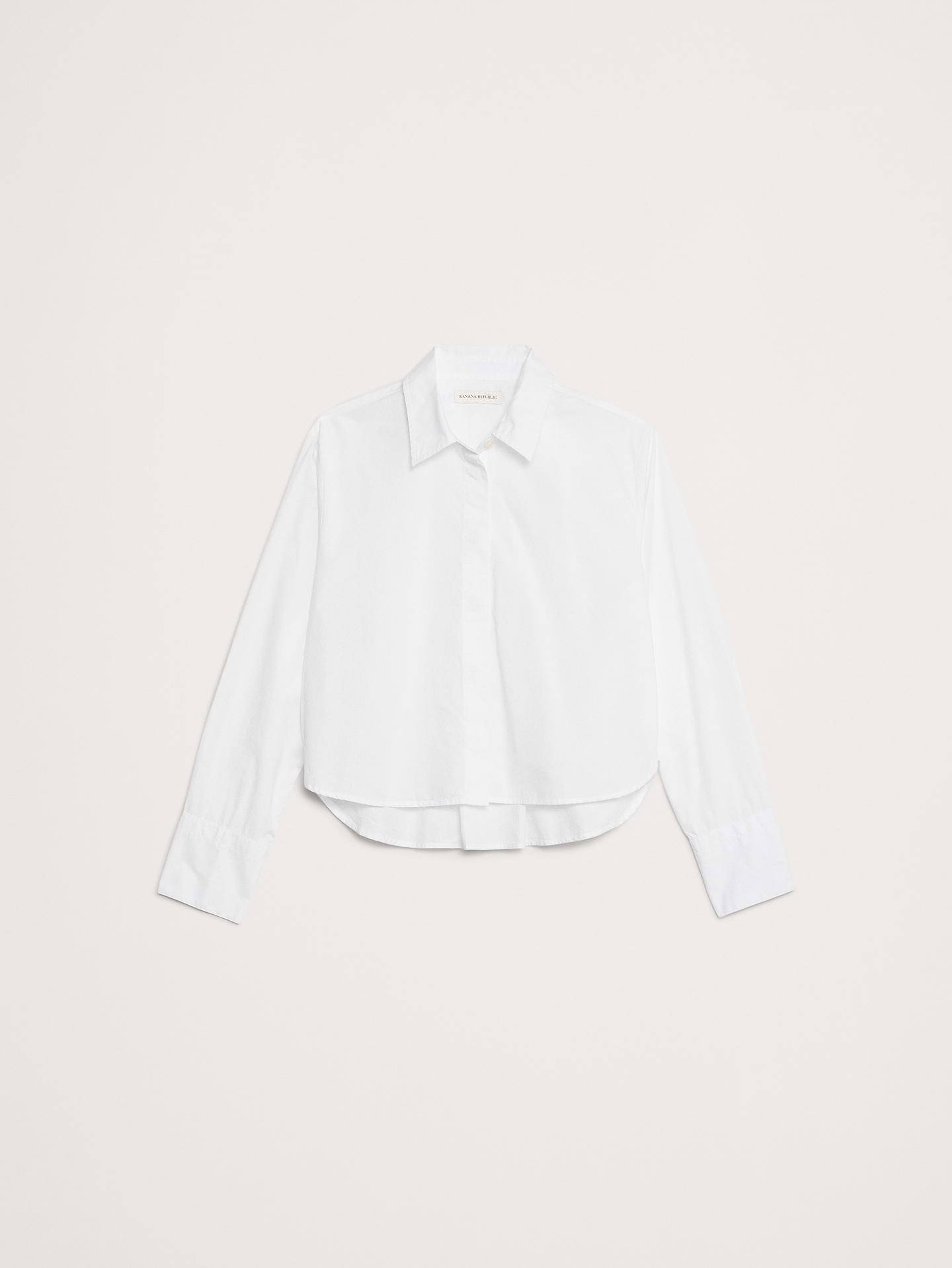 Image number 4 showing, Cropped Cotton Poplin Shirt with Elbow Patches