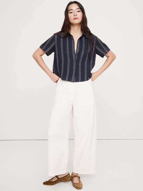The Boxy Crop Shirt in Linen