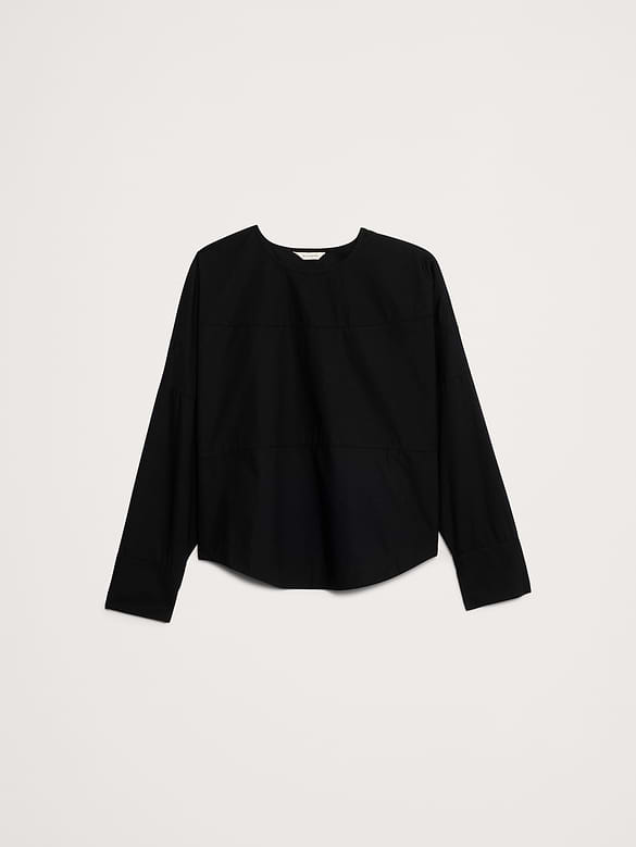 Cotton Poplin Paneled Dolman Top