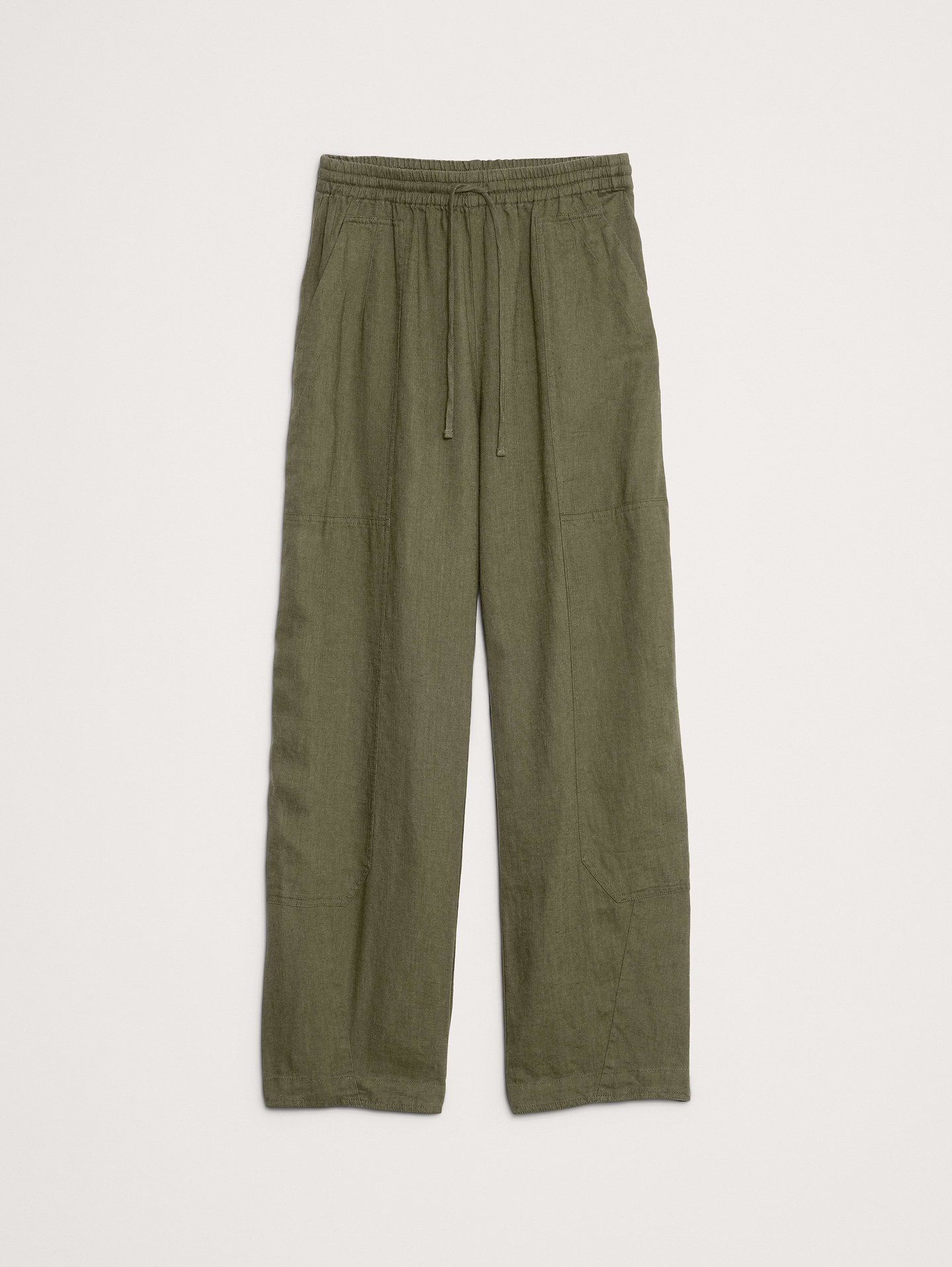 L'image numéro 5 présente Pantalon à taille élastique et jambe baril en lin