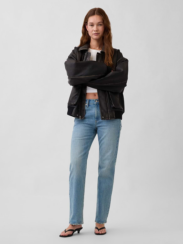 Mid Rise Relaxed Straight Jeans