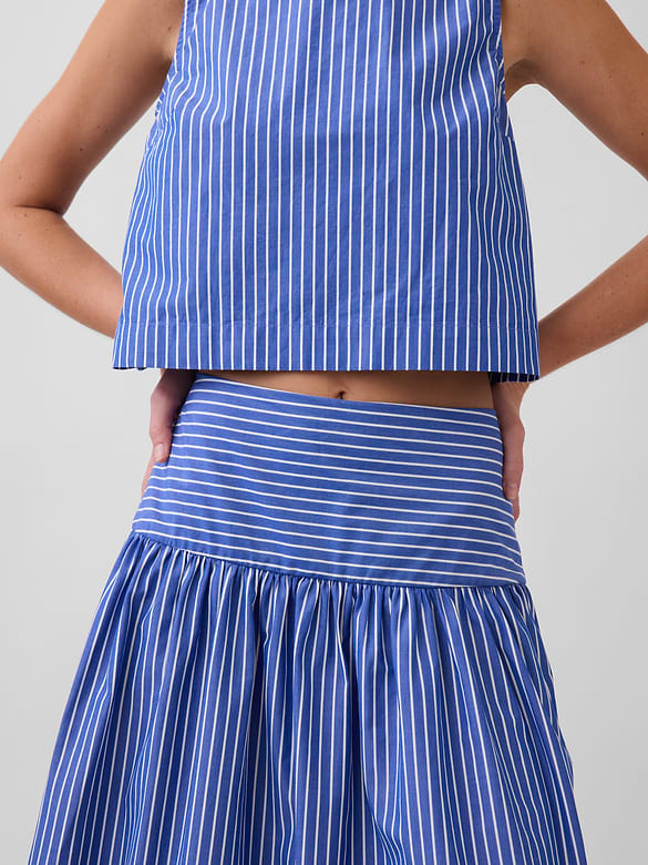 Poplin Drop-Waist Maxi Skirt