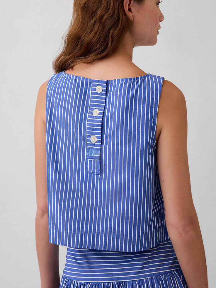 Image number 4 showing, Poplin Boatneck Shell Tank Top