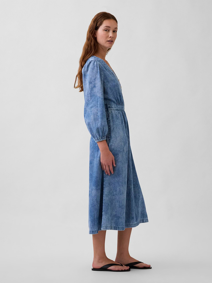 Image number 3 showing, Denim Pieced-Waist Midi Dress