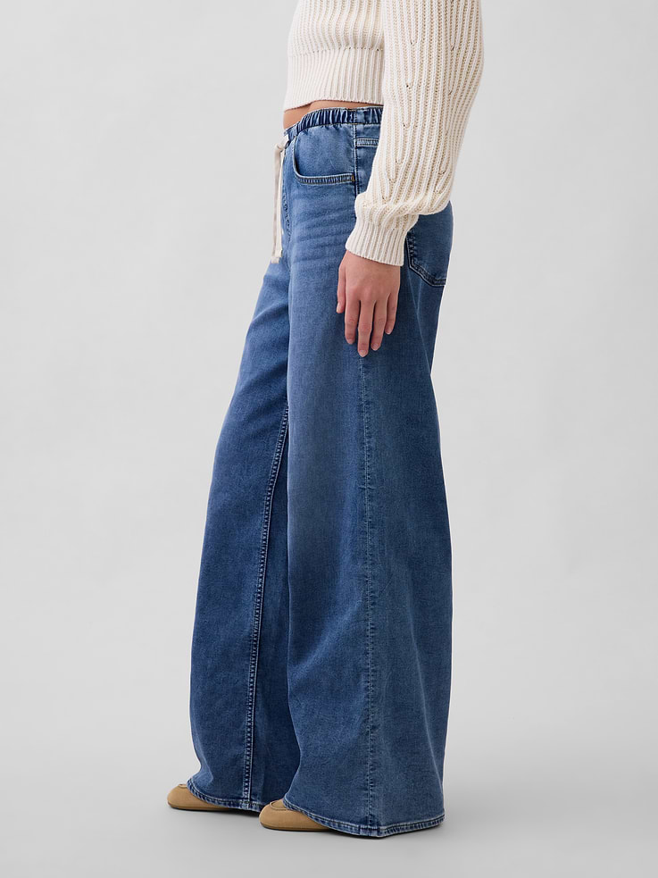 Image number 3 showing, Mid Rise Knit Easy Baggy Jeans