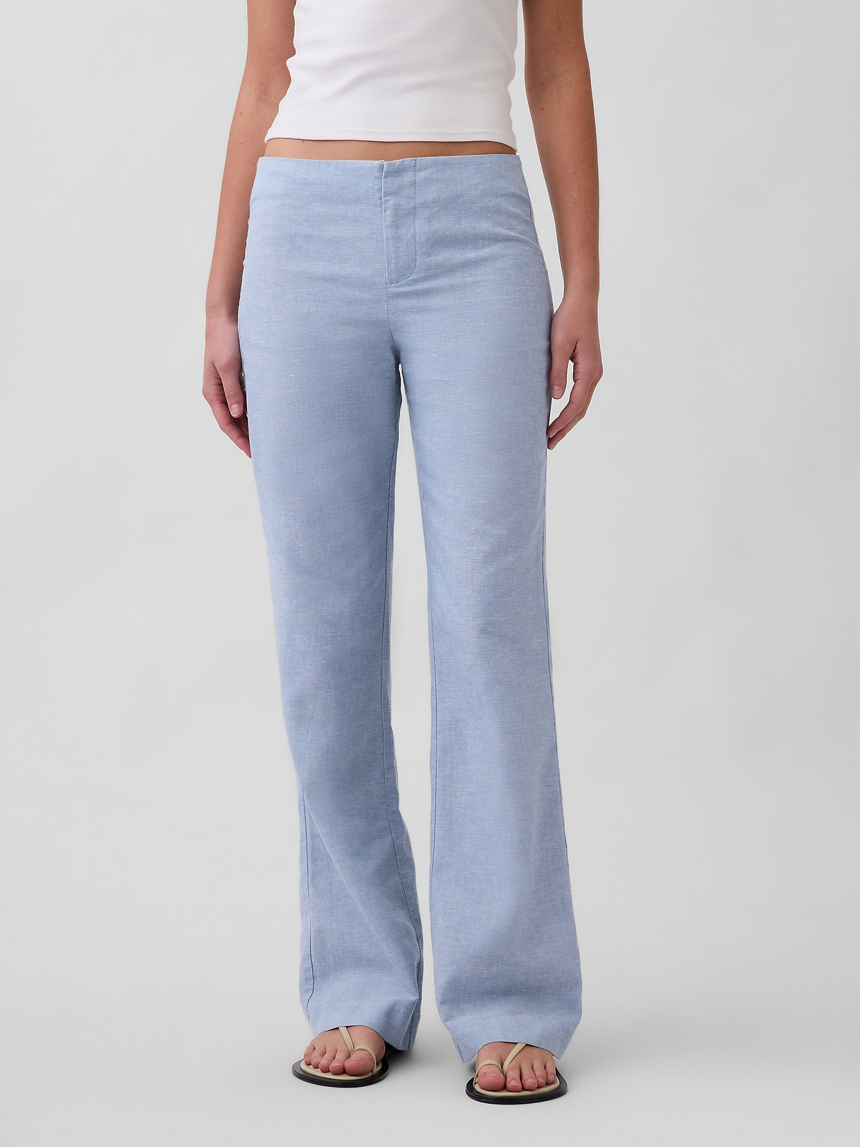 Low Rise Linen-Blend Flare Pants | Gap