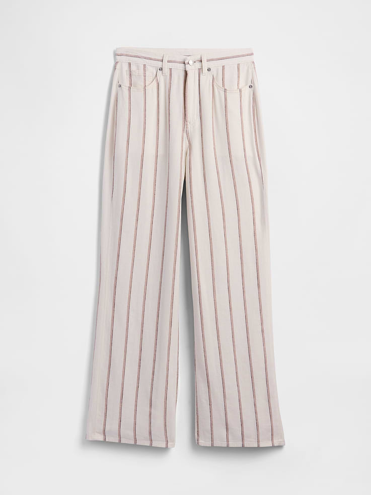 Image number 7 showing, High Rise Linen-Blend Wide-Leg Pants