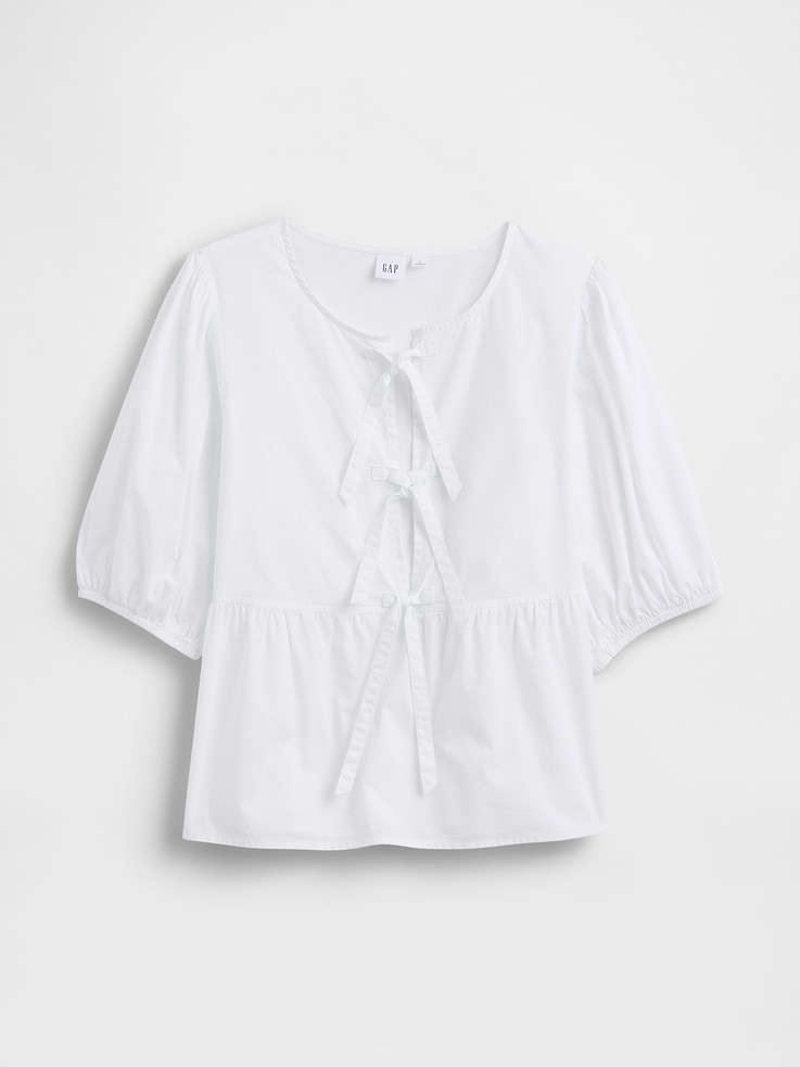 Image number 5 showing, Puff Sleeve Tie-Front Top