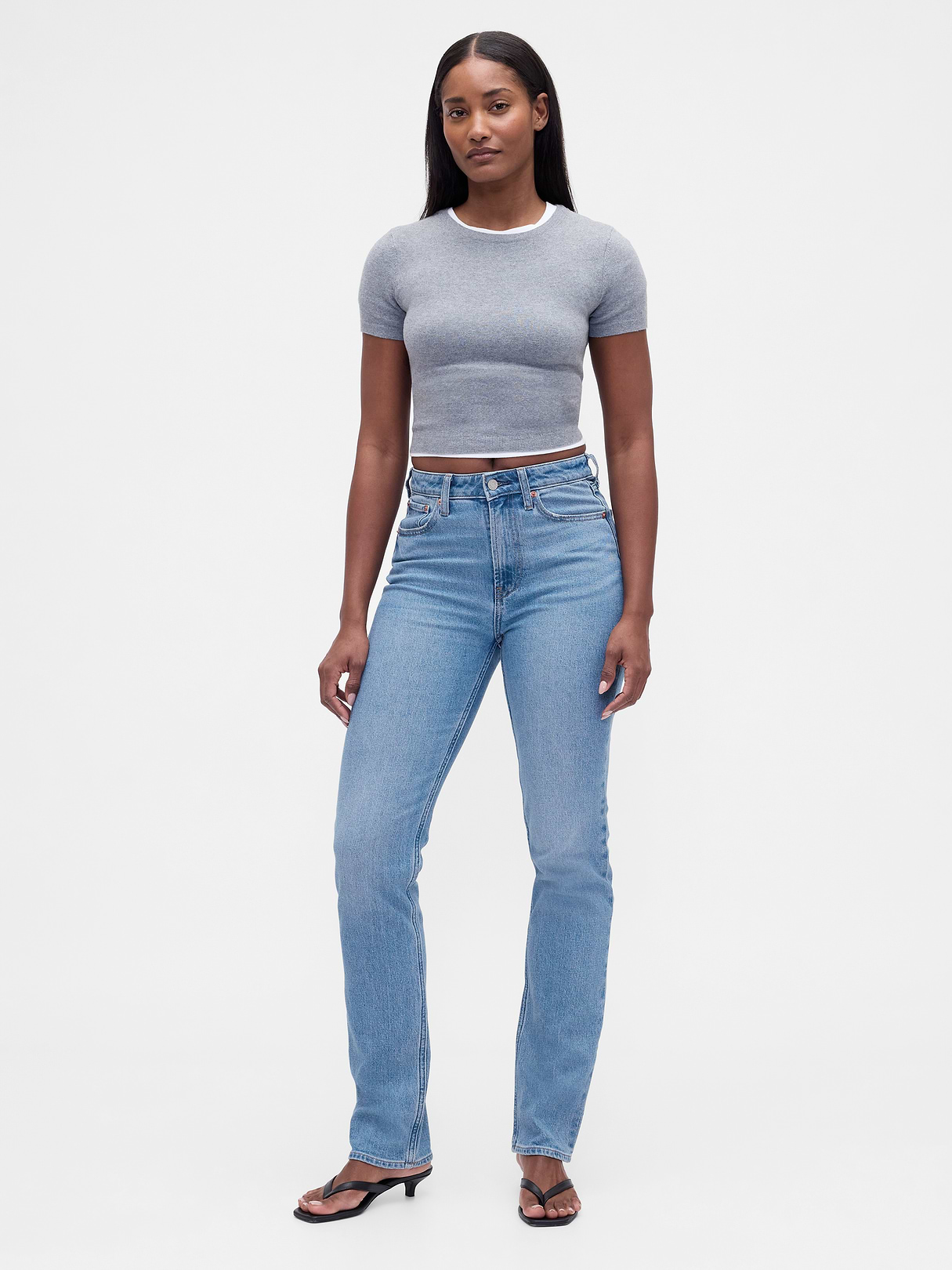 Curvy High Rise '90s Slim Straight Jeans - Medium wash by Gap