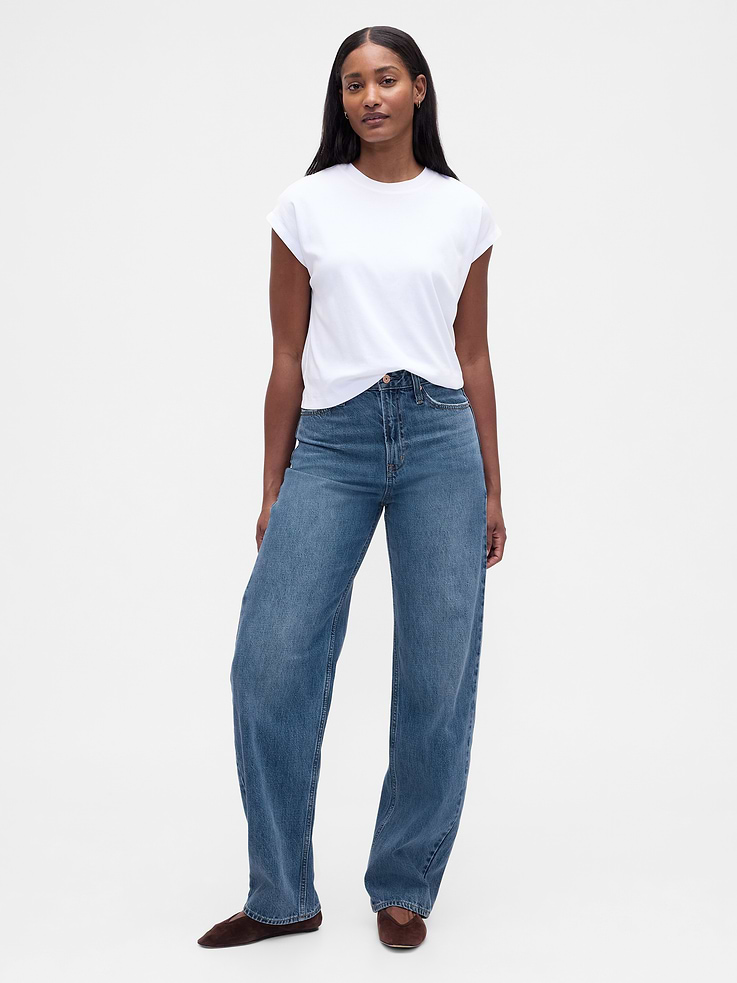 Image number 1 showing, Curvy High Rise Barrel Jeans