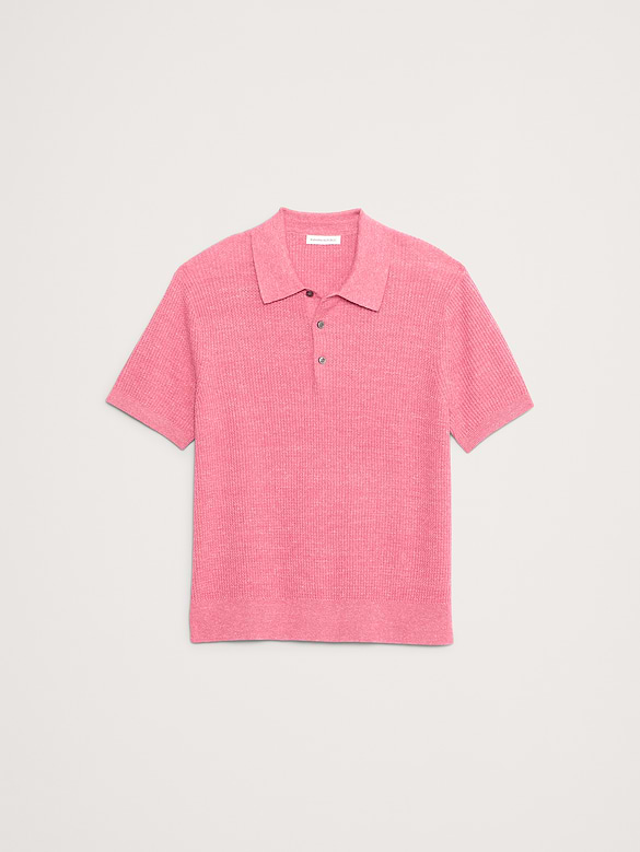 Chandail polo en lin et coton