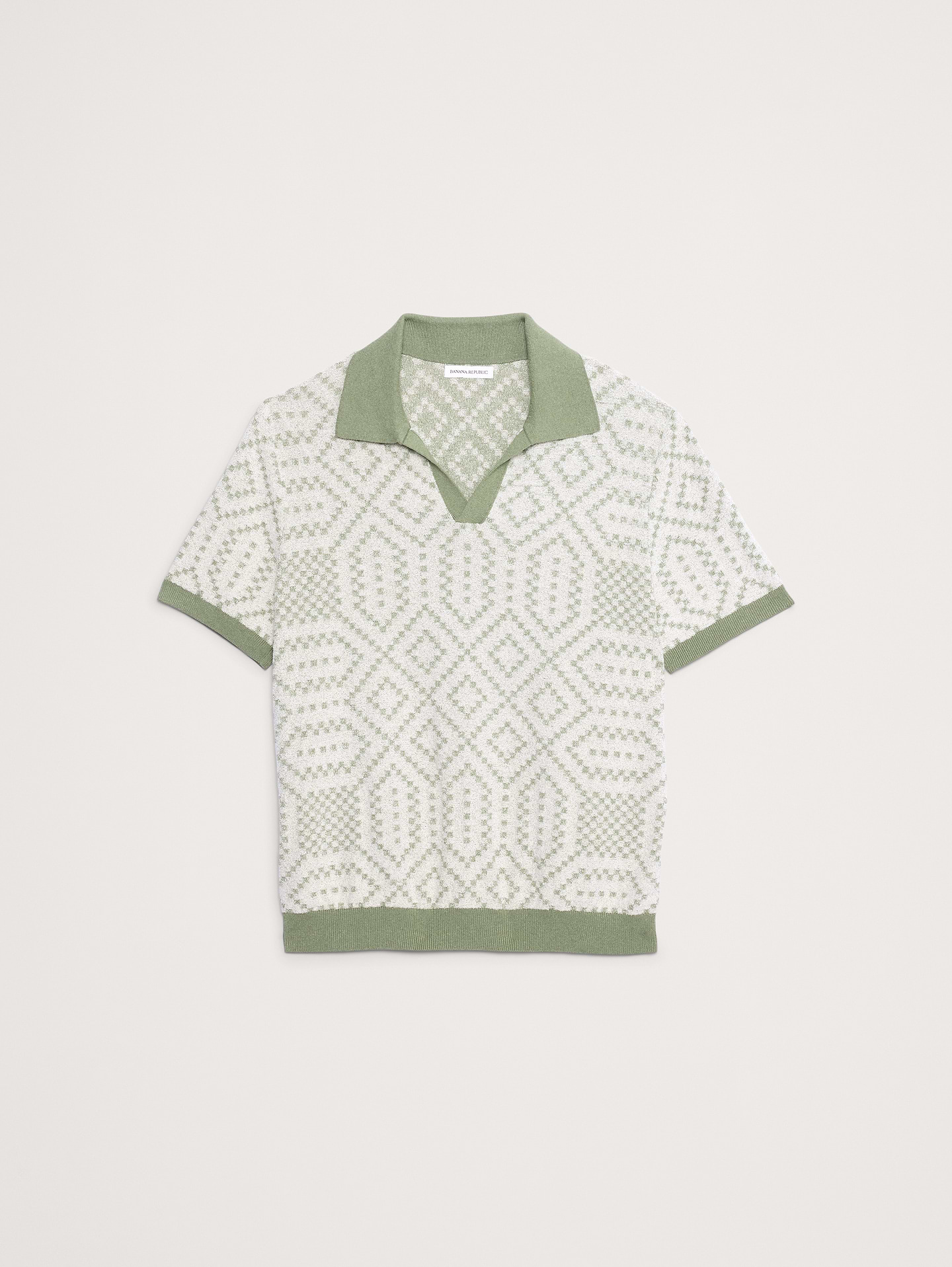 L'image numéro 4 présente Polo en jacquard de mélange de lin et de coton