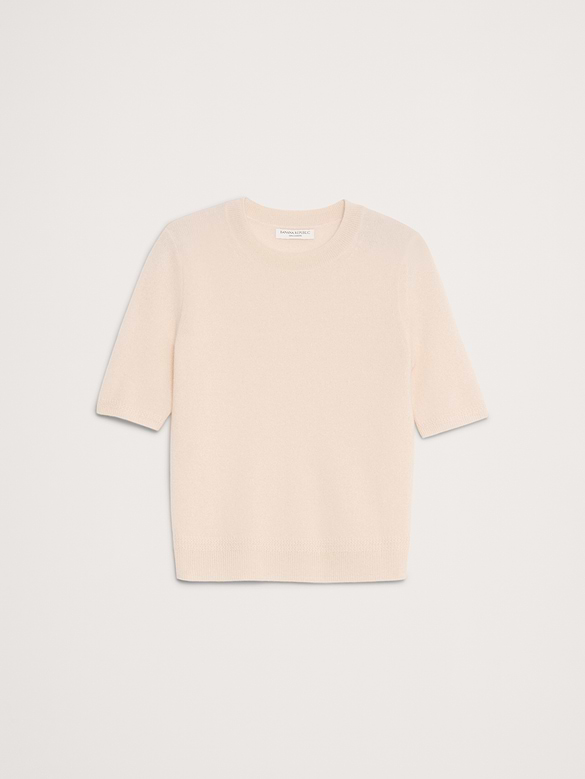 Lightweight Cashmere Short-Sleeve Sweater