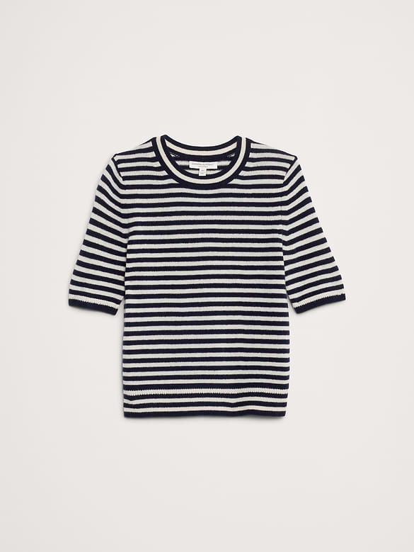 Lightweight Cashmere Short-Sleeve Sweater