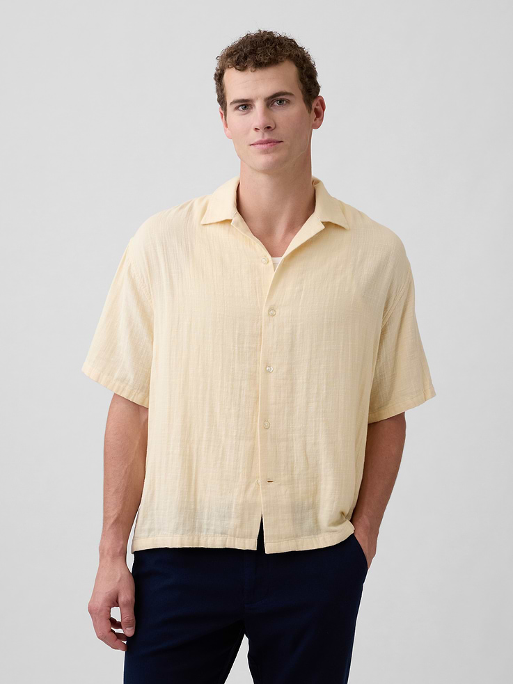 Image number 1 showing, Gauze Vacay Shirt in Boxy Fit