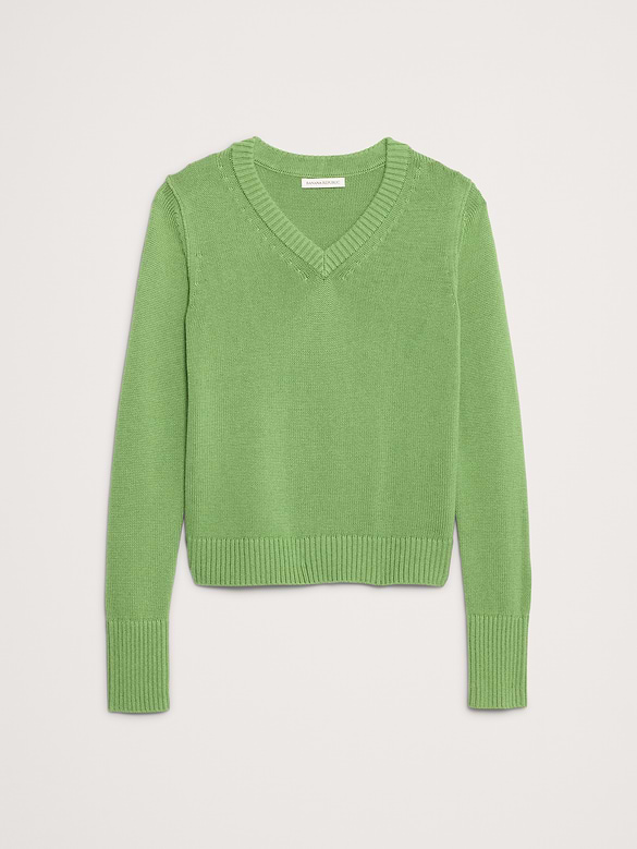 Larkspur Cotton-Silk V-Neck Sweater