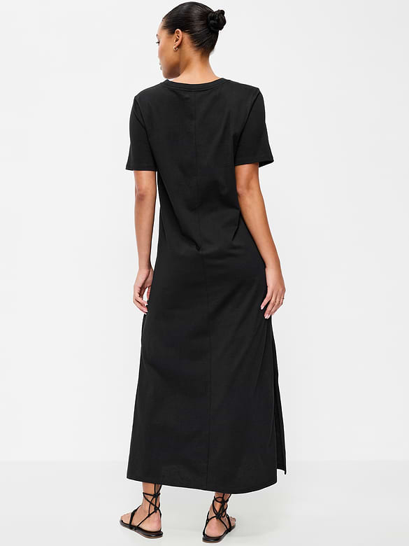 Vintage Crew-Neck Maxi Dress