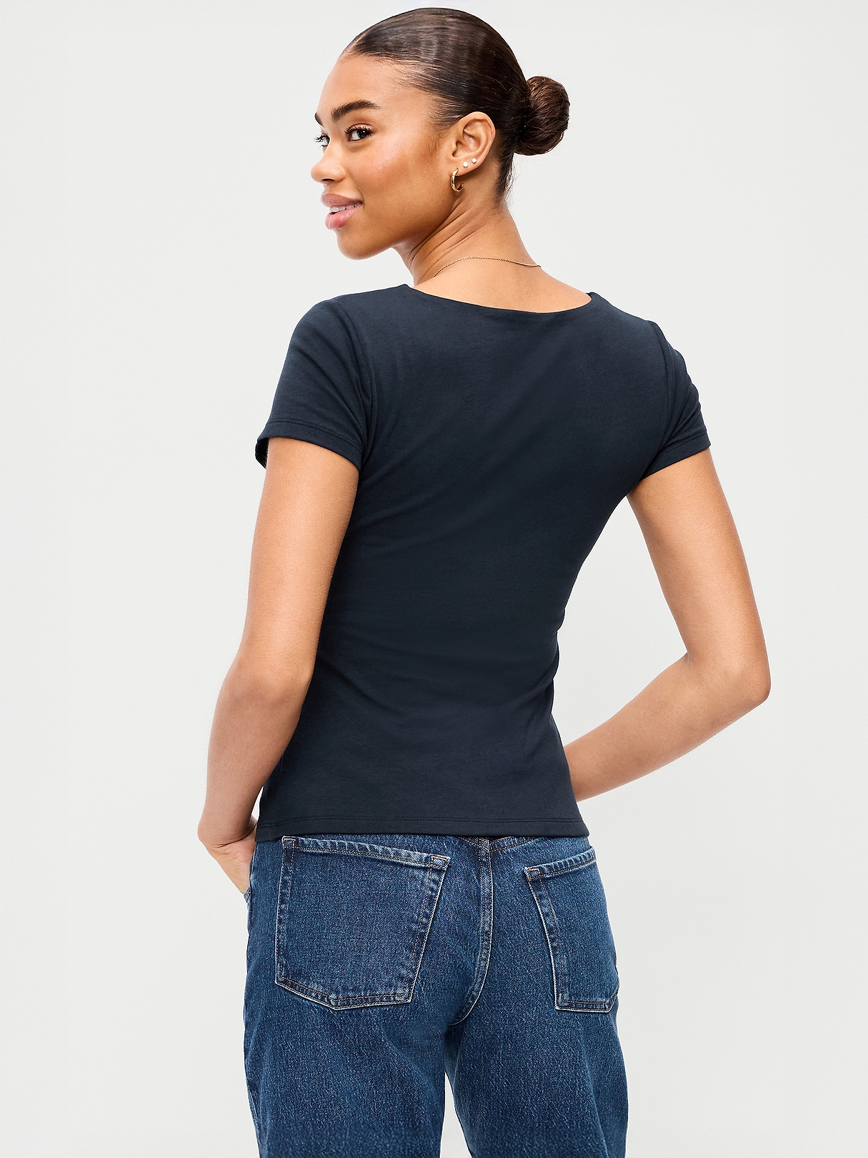 Hug Double-Layer Scoop-Neck Top | Old Navy