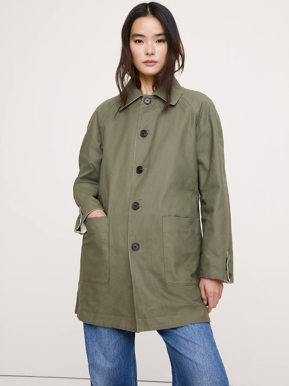 Short Reversible Cotton Car Coat | Banana Republic