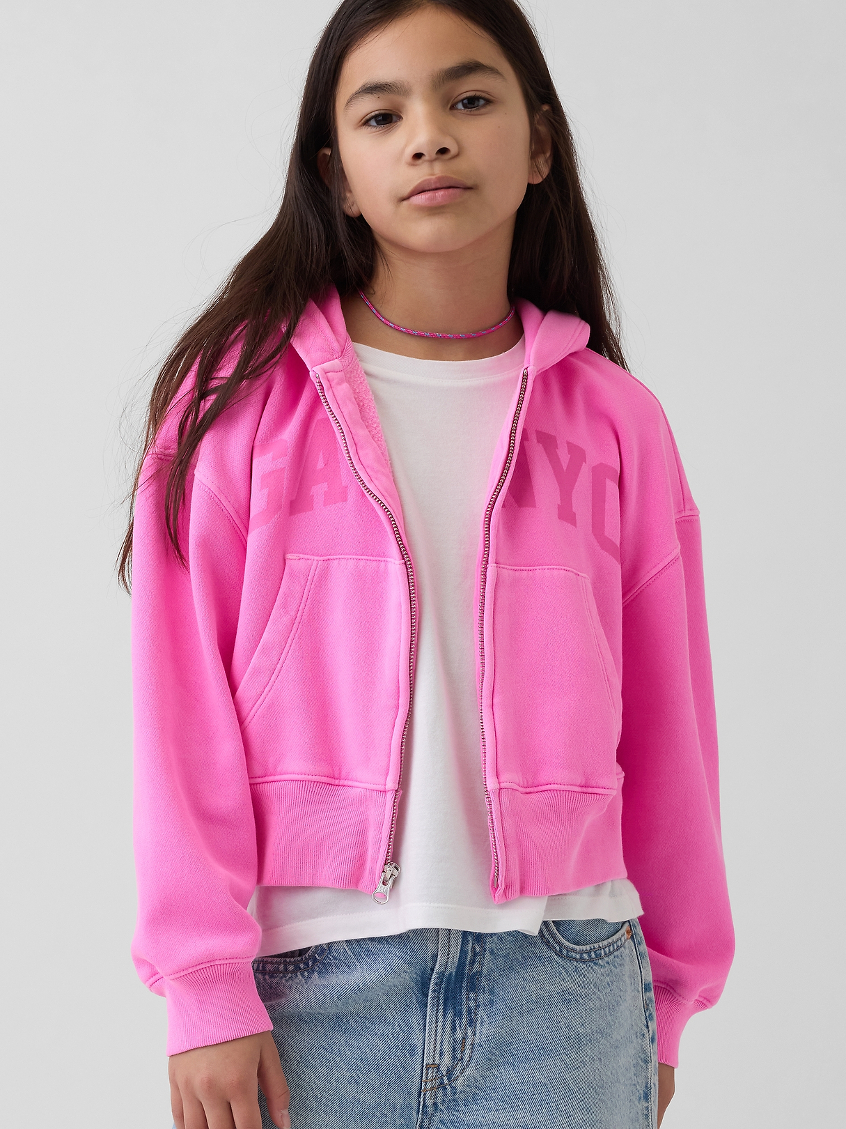Kids VintageSoft Oversized Logo Zip Hoodie | Gap