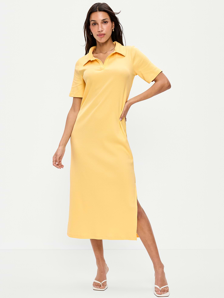 L'image numéro 1 présente Robe polo mi-longue à manches courtes
