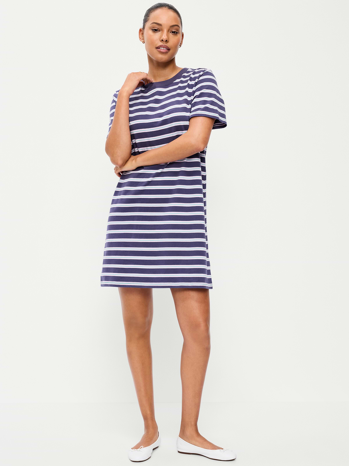 Vintage Crew-Neck Mini T-Shirt Dress