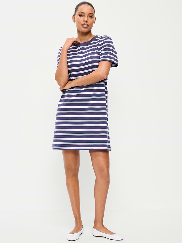 Vintage Crew-Neck Mini T-Shirt Dress