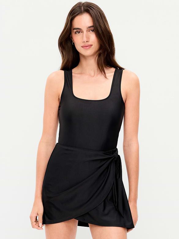 Matte Side-Tie Swim Dress