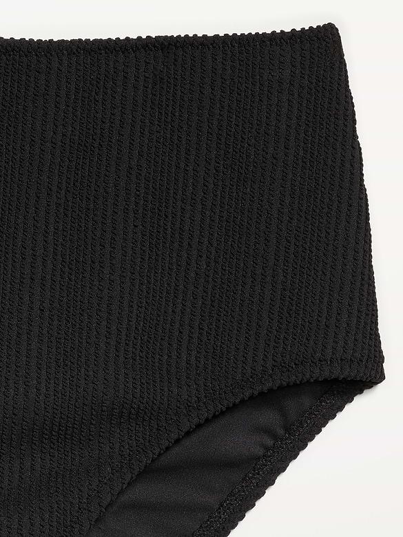 High-Waisted Ribbed Bikini Swim Bottoms