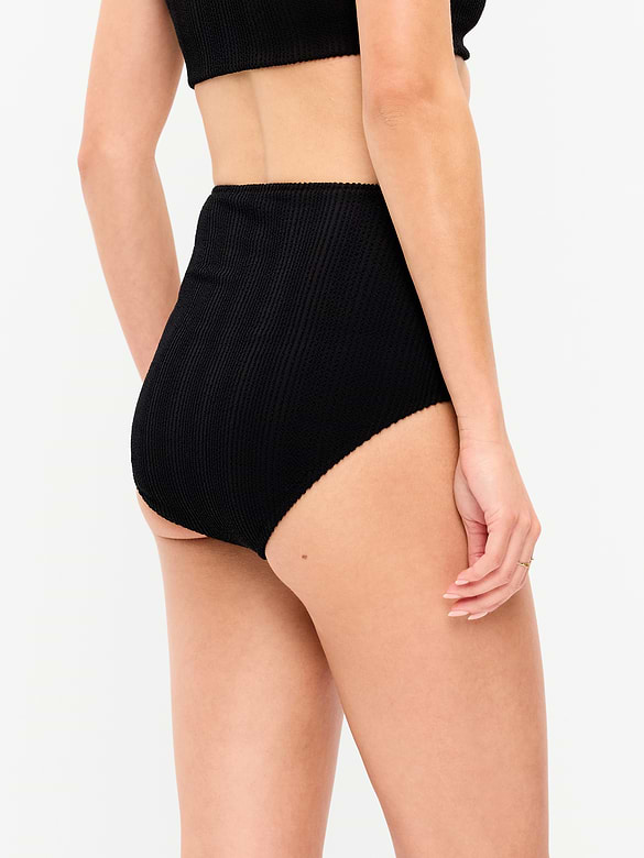 High-Waisted Ribbed Bikini Swim Bottoms