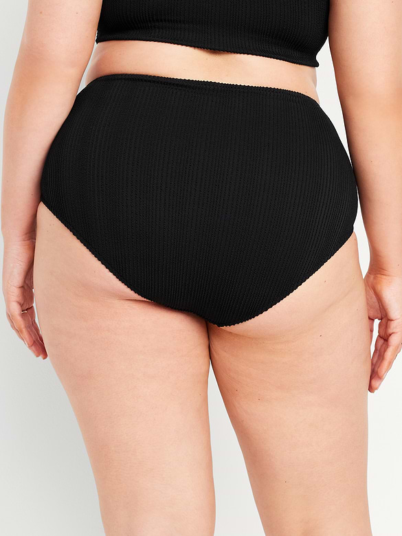 High-Waisted Ribbed Bikini Swim Bottoms