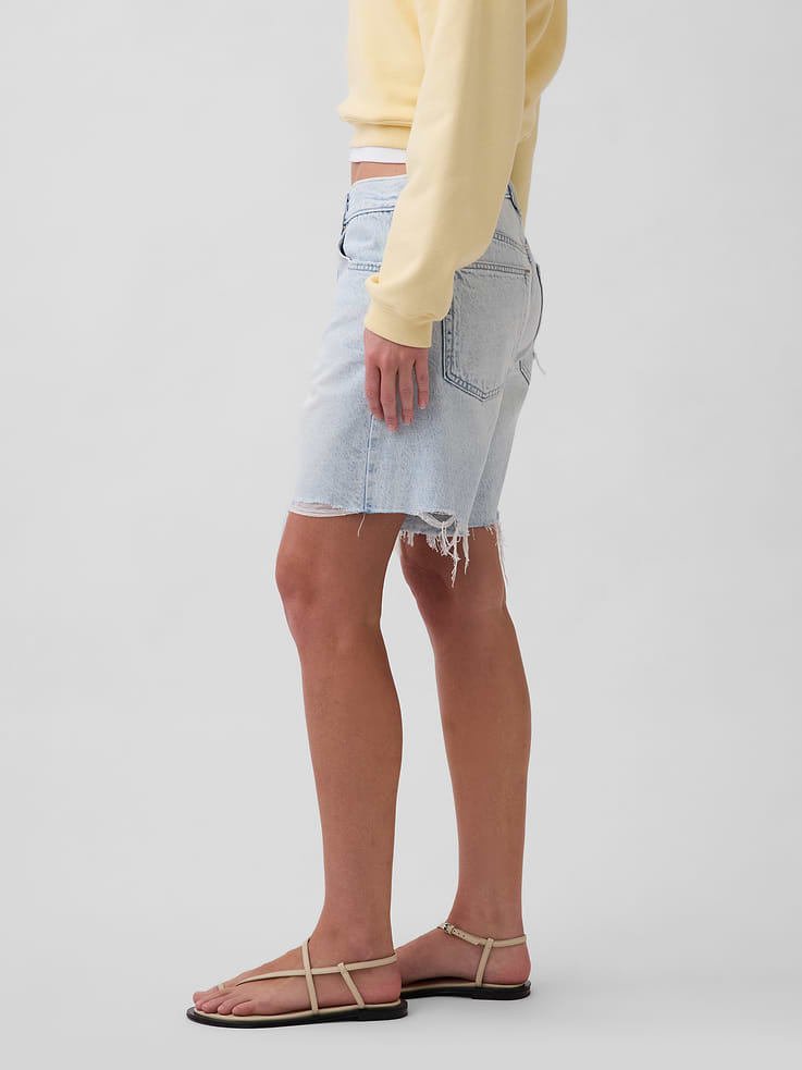Image number 3 showing, Mid Rise Loose Denim Bermuda Shorts
