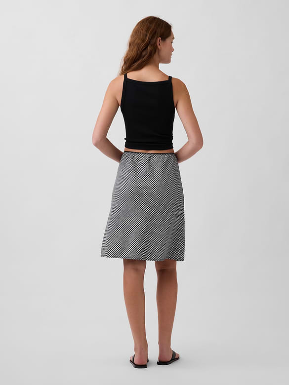 Linen-Blend Bias-Cut Skirt