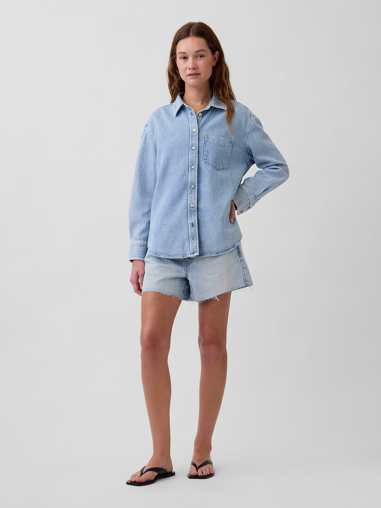 UltraSoft Denim Oversized Shirt | Gap