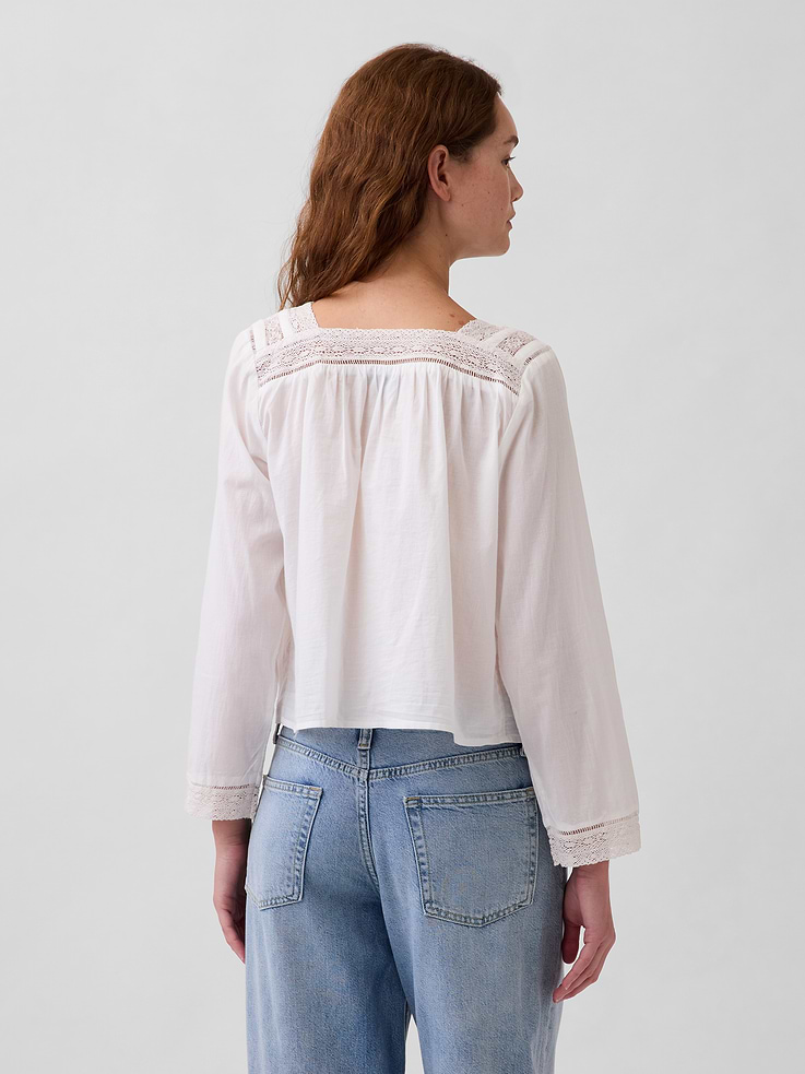 Image number 3 showing, Lace-Trim Square-Neck Top