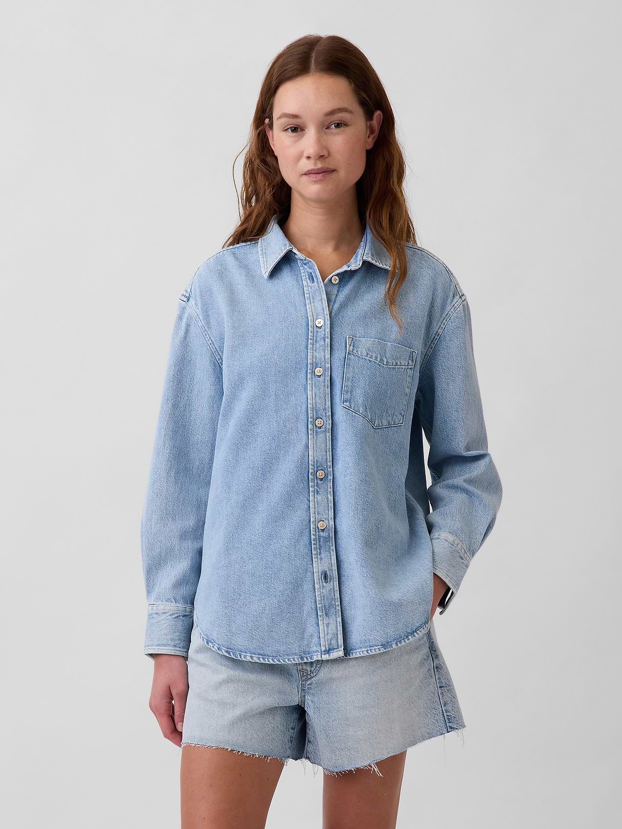 UltraSoft Denim Oversized Shirt | Gap