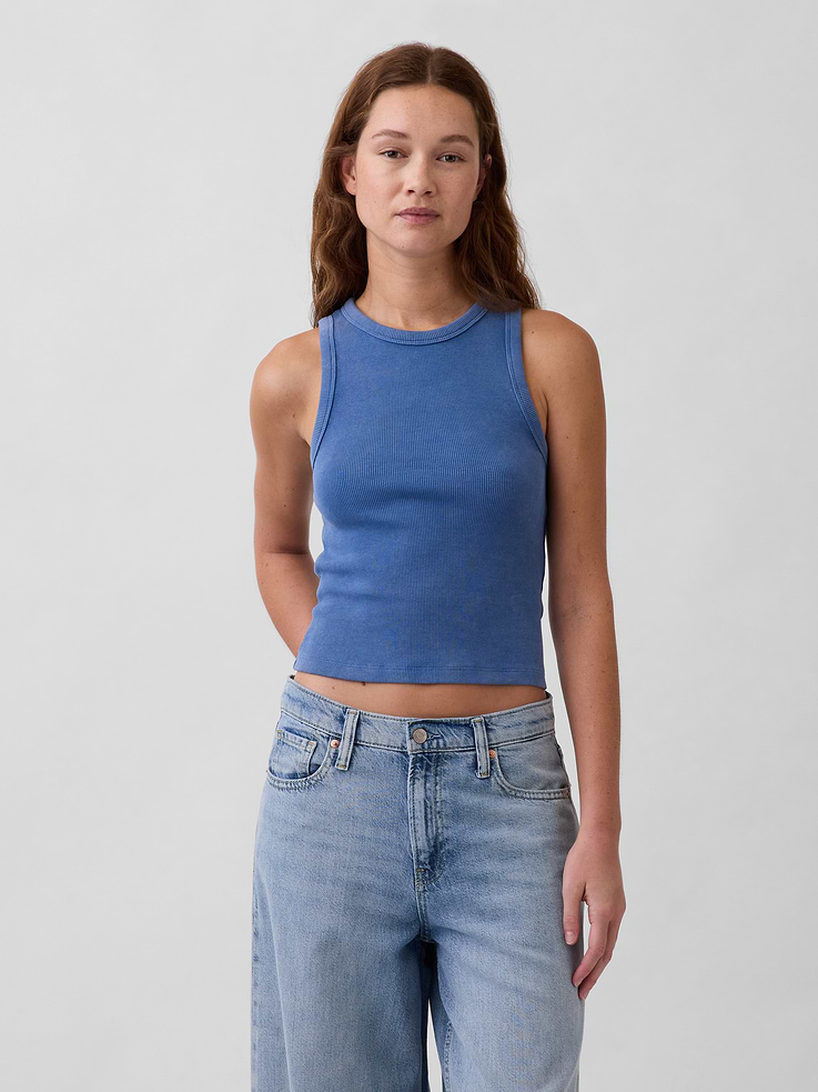 Image number 1 showing, Heavyweight Rib Halter Tank Top