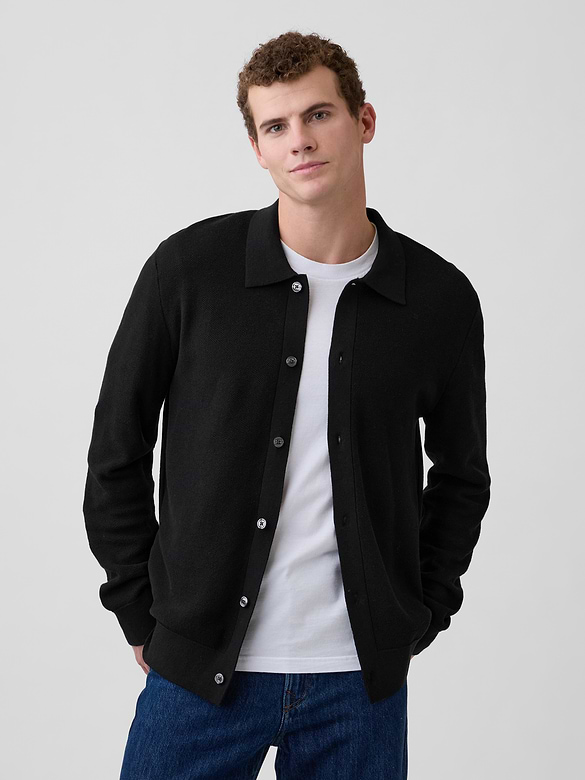 Textured Button-Up Sweater
