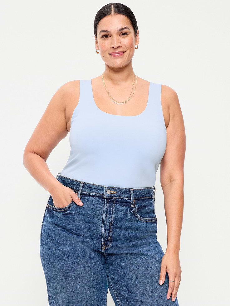Image 8 of 9, Hug Double-Layer Scoop-Neck Tank Top