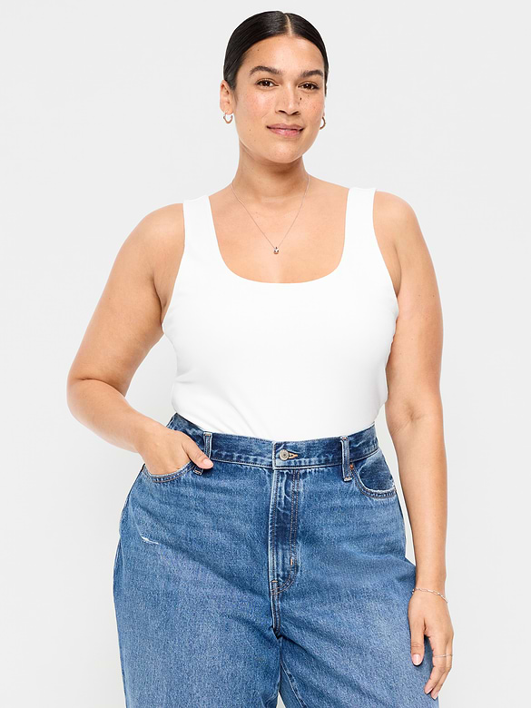 Hug Double-Layer Scoop-Neck Tank Top