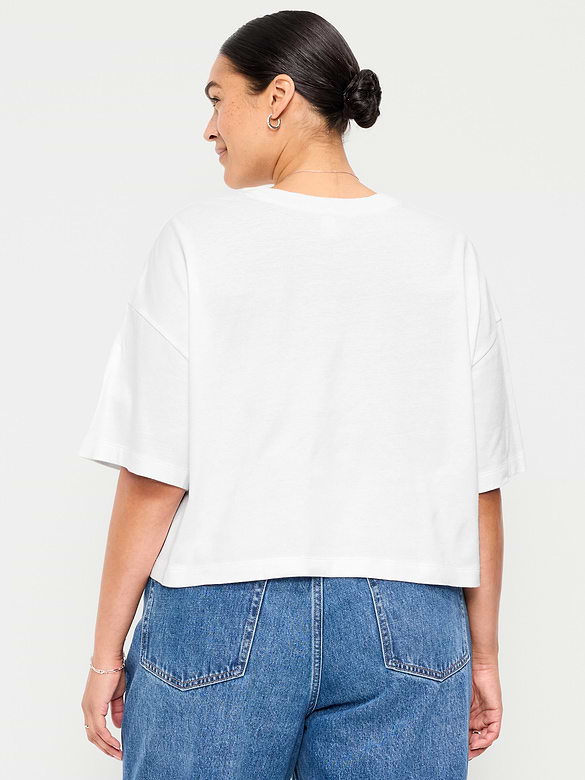 Vintage Crew-Neck Oversized Crop T-Shirt