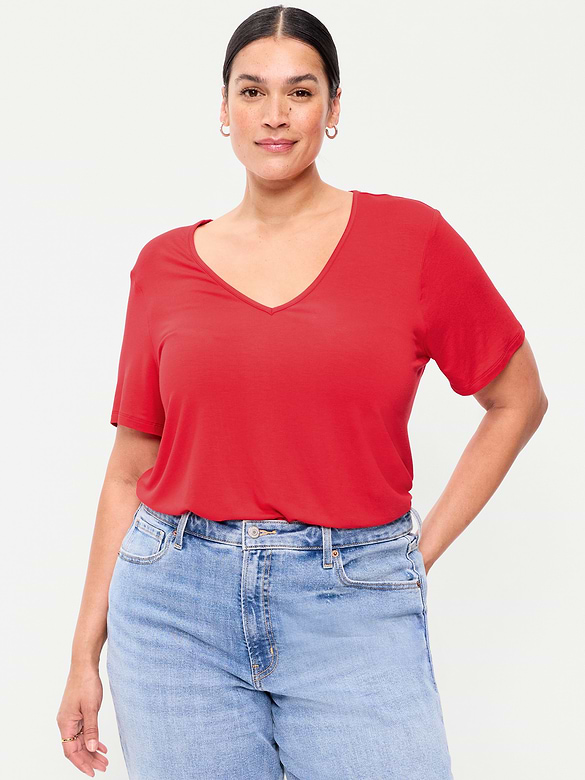 T-shirt luxueux à col en V